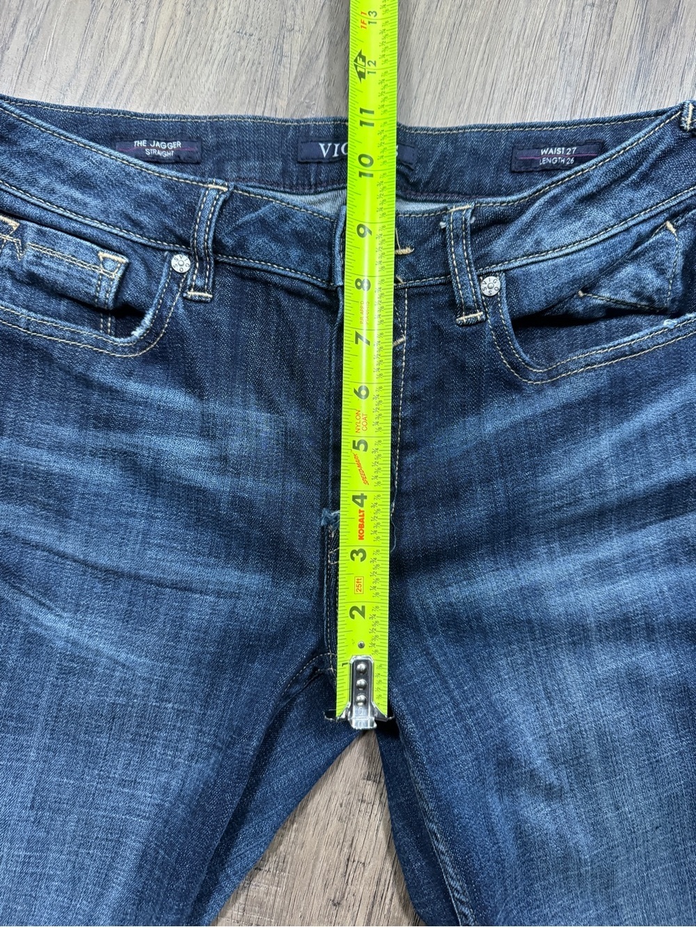 Vigoss THE JAGGER Straight Women's Distressed Button Fly Jeans - Size W27 / L26 - Picture 5 of 14